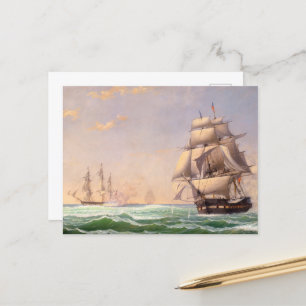 The United States Frigate by Fitz Henry Lane  Holiday Postcard