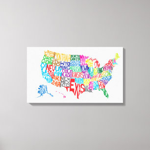 The United States in Names Canvas Print