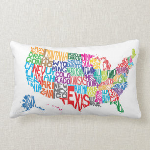 The United States in Names Lumbar Cushion