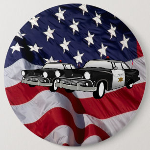 The United States of America 59 vintage Cop Car 6 Cm Round Badge