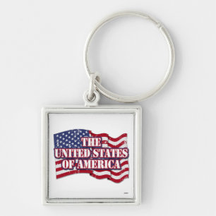 The United States of America with flag distressed Key Ring
