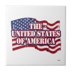 The United States of America with flag distressed Tile