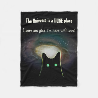 The Universe is a HUGE Place ~ Black Cat Throw Fleece Blanket
