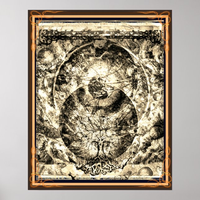 The Universe is a tree sepia Poster (Front)