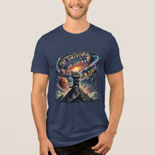 The Universe Is Lucky I'm Tired –Grumpy Cosmic Cat Tri-Blend Shirt