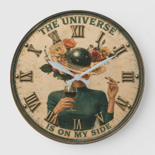 The Universe Is On My Side Cosmic Woman  Large Clock