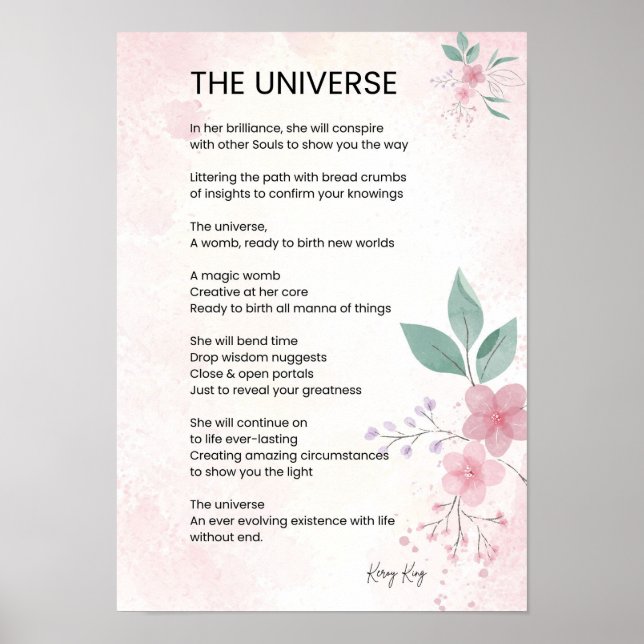 The Universe - Uplifting Empowerment Poem Poster (Front)