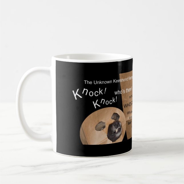 The Unknown Keeshond and Knock Knock Jokes Coffee Mug (Left)