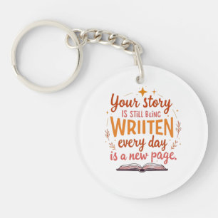 The Unwritten Chapter: Book & Stars Art Key Ring