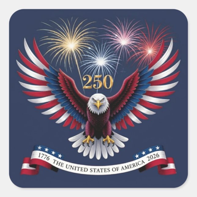 The USA 250 Years Square Sticker (Front)