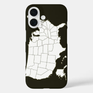 The USA map in black and white iPhone 16 Case