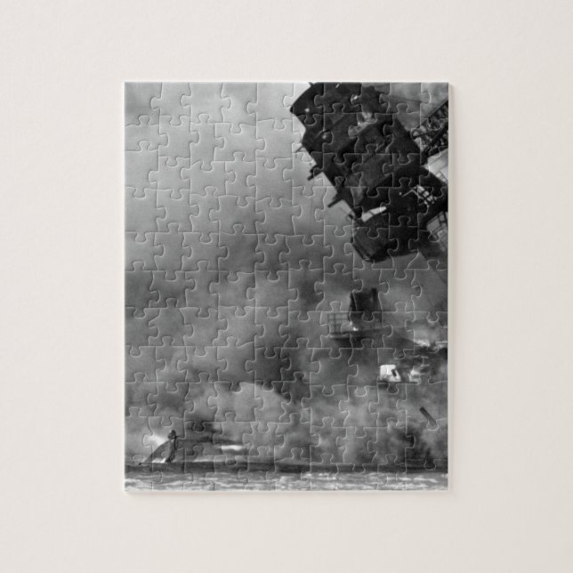 The USS ARIZONA burning after the_War Image Jigsaw Puzzle (Vertical)