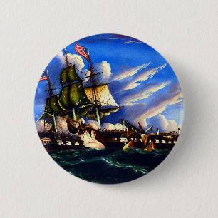 The USS Constitution and the Guerriere 6 Cm Round Badge