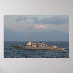 The USS McCAMPBELL with Mt. Fuji in the Background Poster
