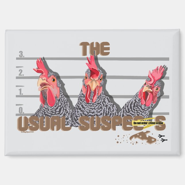 The usual CHICKEN suspects—Barred Rock Hens Magnet (Front)