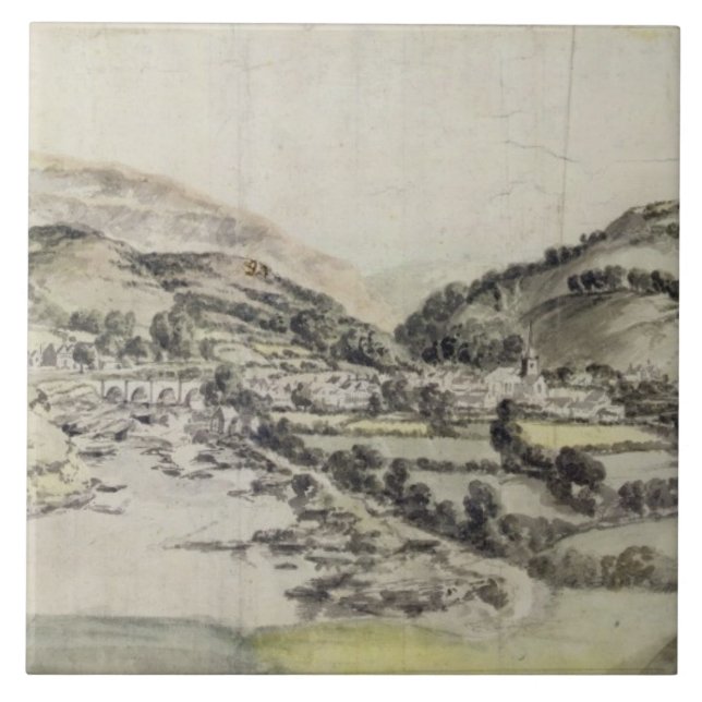 The Vale of Llangollen (w/c on paper) Tile (Front)