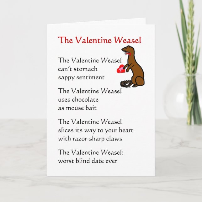 The Valentine Weasel - funny poem for a Valentine Holiday Card (Front)