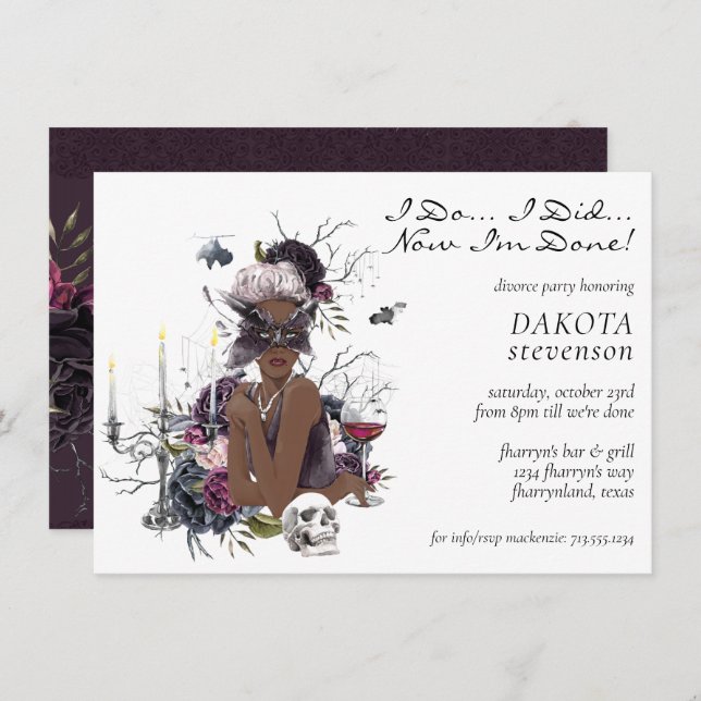 The Vampiress | Moody Gothic Glam Divorce Party Invitation (Front/Back)