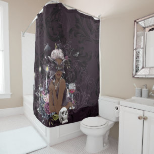 The Vampiress   Moody Gothic Vampy Glam Dark Skin Shower Curtain