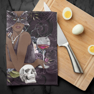 The Vampiress   Moody Gothic Vampy Glam Dark Skin Tea Towel
