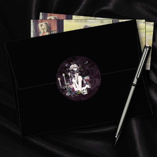 The Vampiress   Moody Gothic Vampy Glam Pale Skin Classic Round Sticker