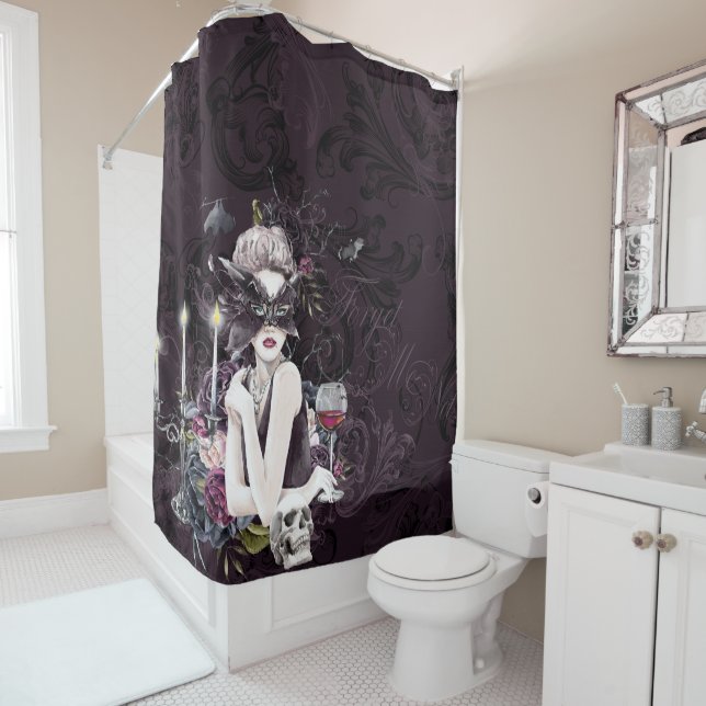The Vampiress | Moody Gothic Vampy Glam Pale Skin Shower Curtain (In Situ)