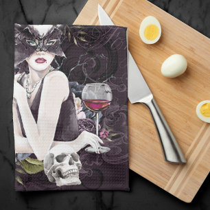 The Vampiress Moody Gothic Vampy Glam Pale Skin Tea Towel