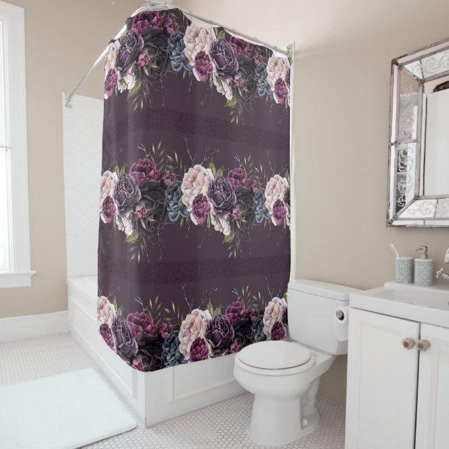 The Vampiress | Moody Gothic Vampy Glam Shower Curtain (In Situ)