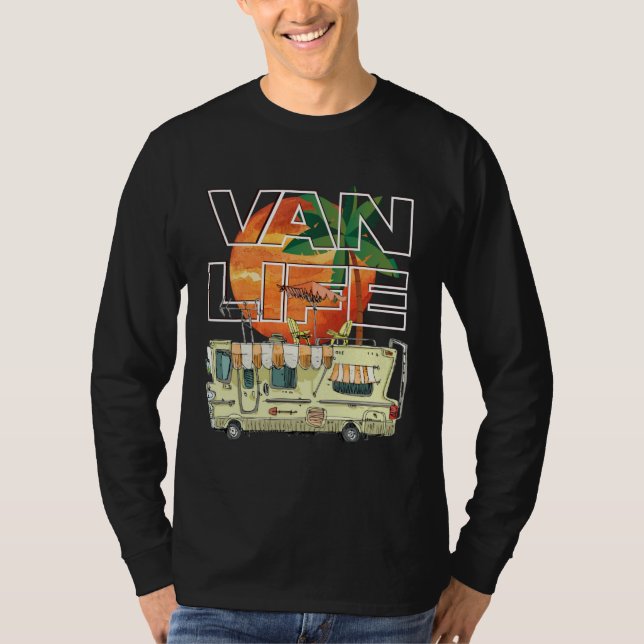 The Van Life. Camping and Surfing. Long Sleeve T-Shirt (Front)
