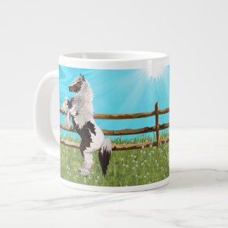 The Vanner Horse On a Heavenly Field of Daisies Large Coffee Mug