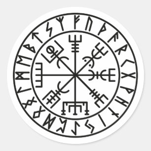 The Vegvísir   Icelandic magical stave Classic Round Sticker