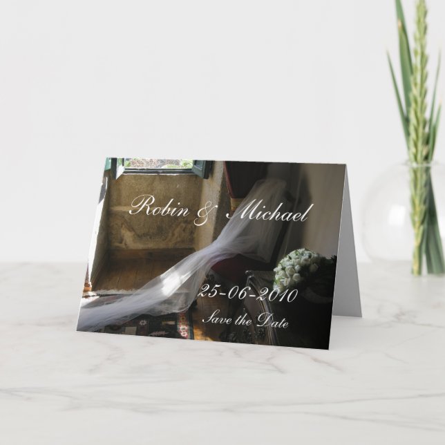 The veil and the  bouquet -customised announcement (Front)