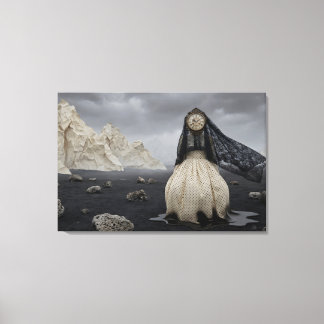 The Veiled Timekeeper: Surreal Landscape Canvas Print