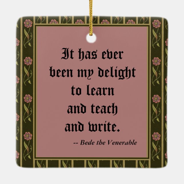The Venerable Bede Preaching (P 008; Quote) Ceramic Ornament (Back)
