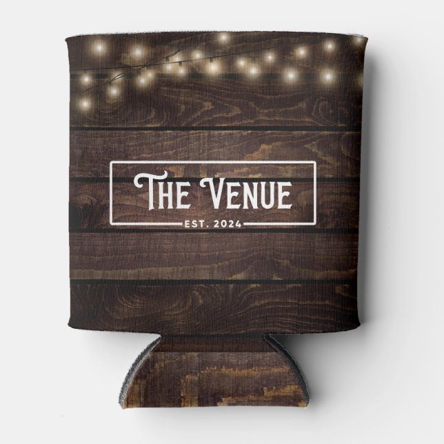The Venue Rustic Dark Wood String Lights Can Can Cooler (Front)