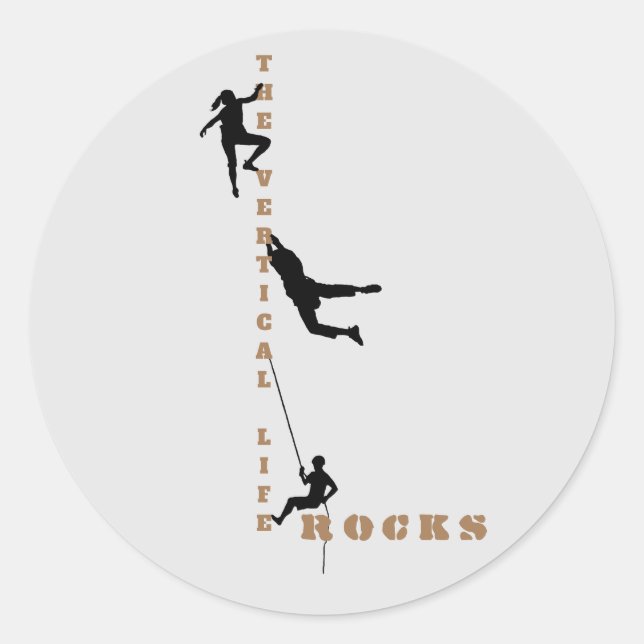 The Vertical Life - Rock Climbing Design Classic Round Sticker (Front)