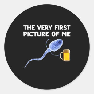 The Very First Cture Of Me Funny Sperm Holding Bee Classic Round Sticker