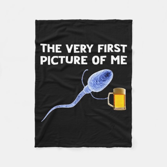 The Very First Cture Of Me Funny Sperm Holding Bee Fleece Blanket (Front)