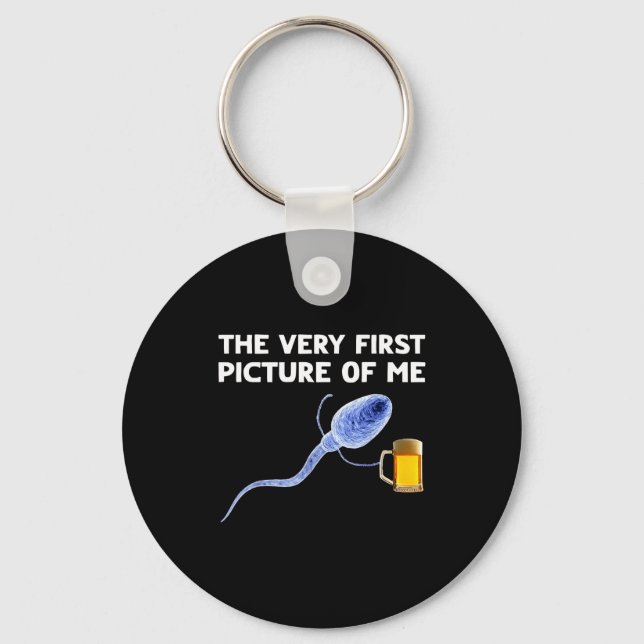 The Very First Cture Of Me Funny Sperm Holding Bee Key Ring (Front)