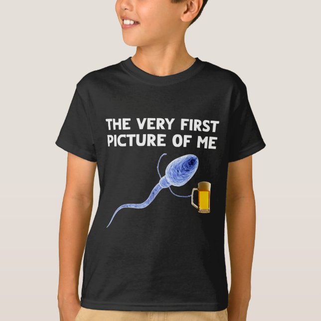 The Very First Cture Of Me Funny Sperm Holding Bee T-Shirt (Front)