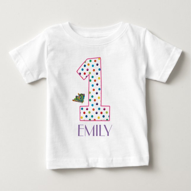 The Very Hungry Caterpillar Butterfly 1st Birthday Baby T-Shirt (Front)