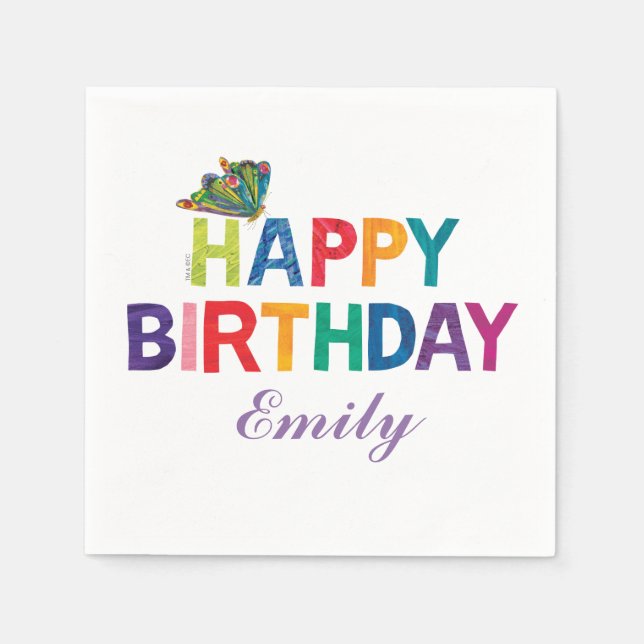 The Very Hungry Caterpillar Butterfly Birthday Napkin (Front)