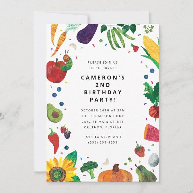 The Very Hungry Caterpillar Fruit Birthday Invitation (Front)