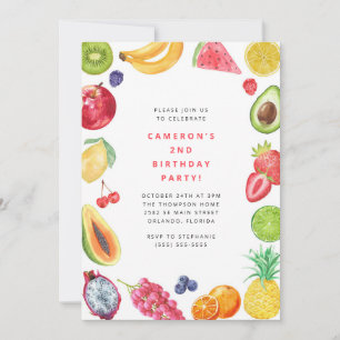 The Very Hungry Caterpillar Fruit Birthday Invitation