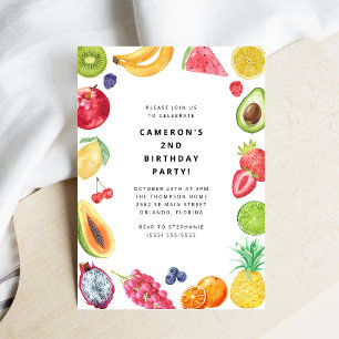 The Very Hungry Caterpillar Fruit Birthday  Invitation