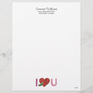 The Very Hungry Caterpillar | I Heart You Custom Letterhead