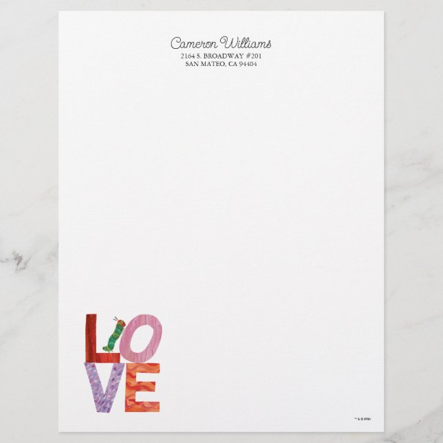 The Very Hungry Caterpillar | LOVE Custom Letterhead (Front)
