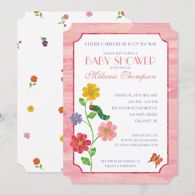 The Very Hungry Caterpillar | Pink Baby Shower Invitation (Front/Back)