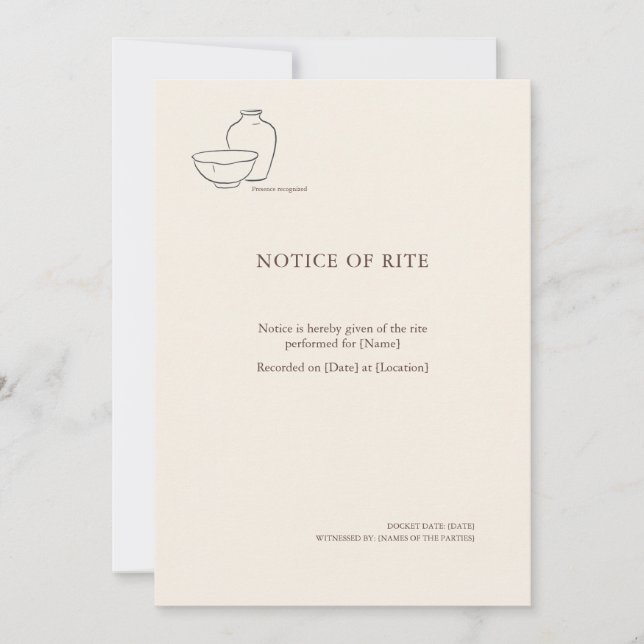 The Vessel- Minimalist Sacrement Announcement  (Front)