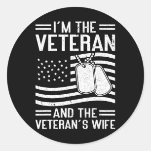 The Veteran and The Veteran's Wife Proud American Classic Round Sticker